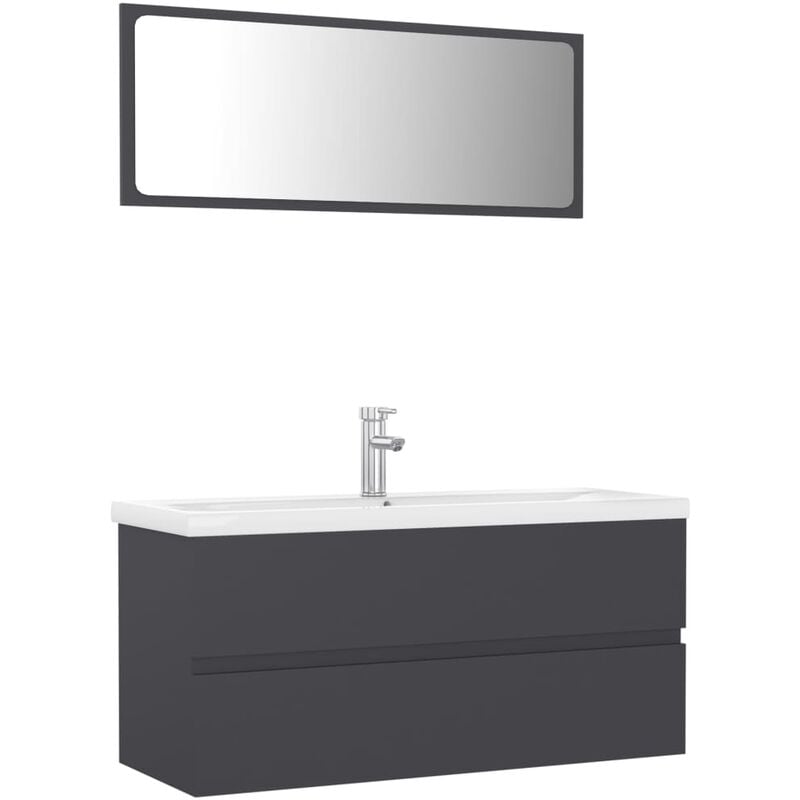 

Conjunto de muebles de baño aglomerado gris - Gris - Vidaxl