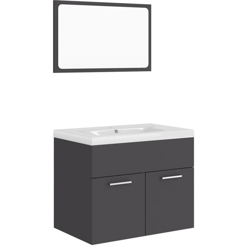 

Conjunto de muebles de baño aglomerado gris - Gris - Vidaxl