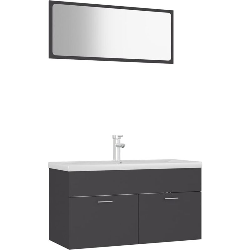 

Conjunto de muebles de baño aglomerado gris - Gris - Vidaxl
