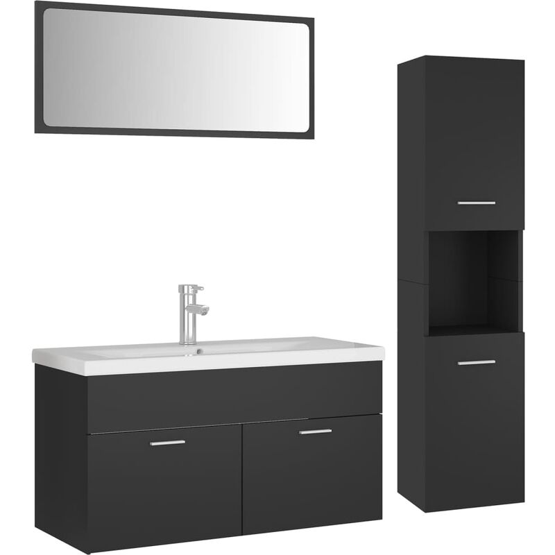 

vidaXL Conjunto de muebles de baño aglomerado gris - Gris