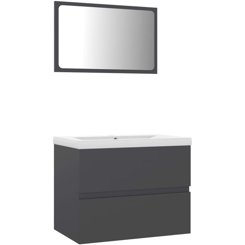 

Conjunto de muebles de baño aglomerado gris - Gris - Vidaxl