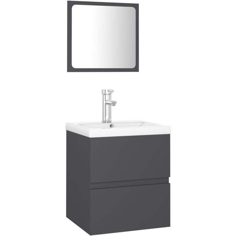 

Conjunto de muebles de baño aglomerado gris - Gris - Vidaxl