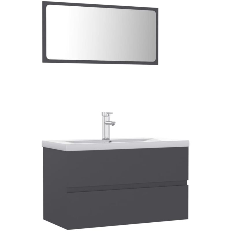

Conjunto de muebles de baño aglomerado gris - Gris - Vidaxl