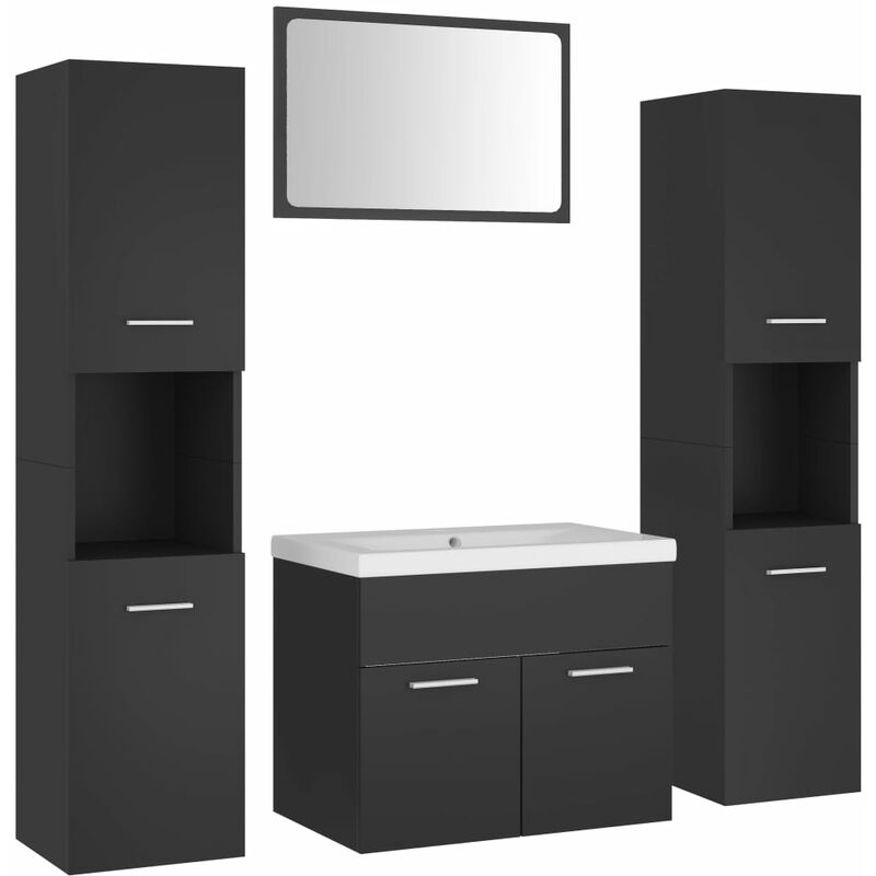 

vidaXL Conjunto de muebles de baño aglomerado gris - Gris