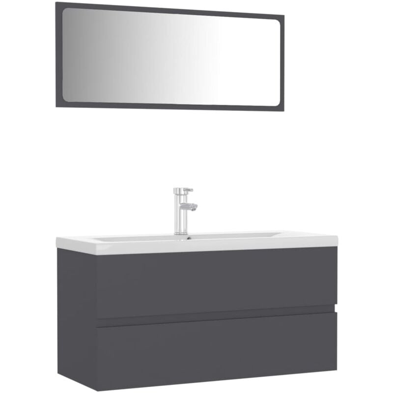 

Conjunto de muebles de baño aglomerado gris - Gris - Vidaxl