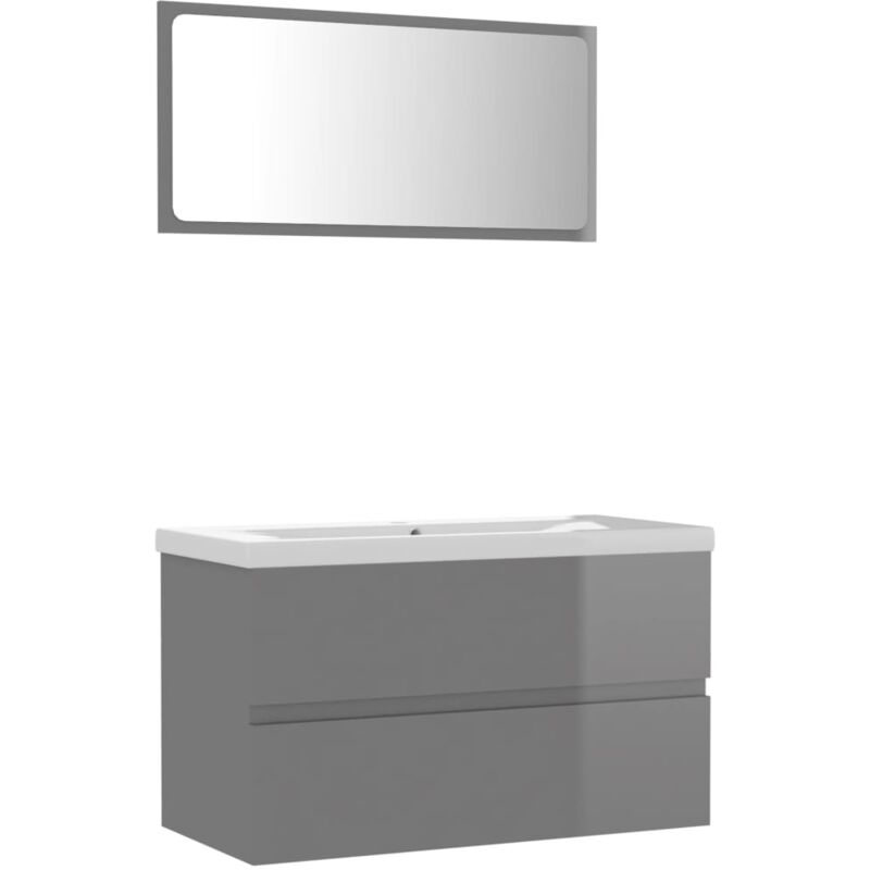 

Conjunto de muebles de baño aglomerado gris brillante - Gris - Vidaxl