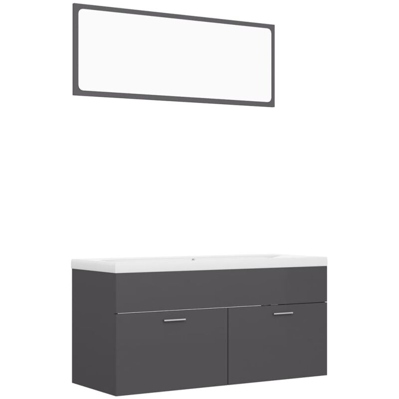 

vidaXL Conjunto de muebles de baño aglomerado gris brillante - Gris