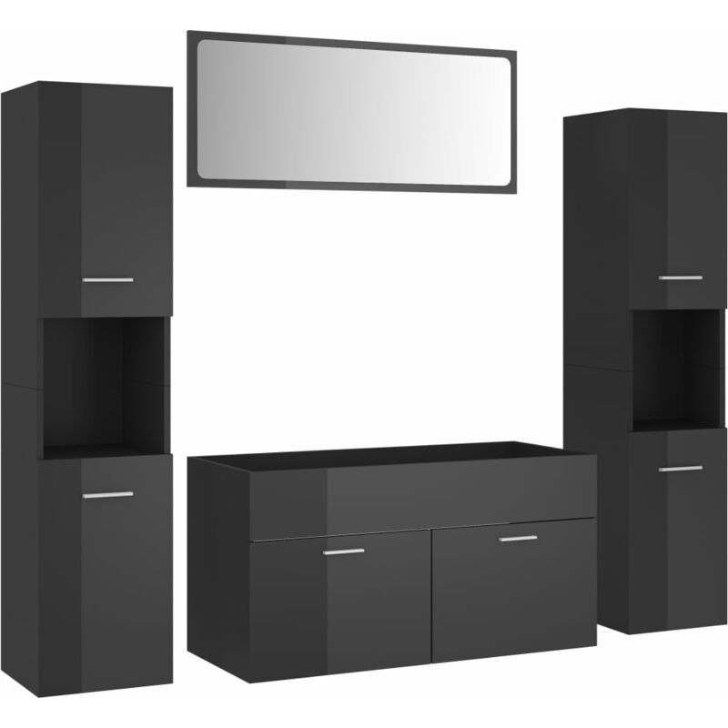 

Conjunto de muebles de baño aglomerado gris brillante - Gris - Vidaxl