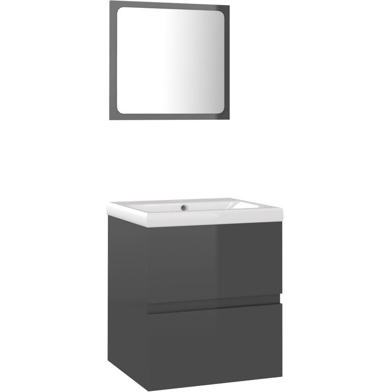 

Conjunto de muebles de baño aglomerado gris brillante - Gris - Vidaxl