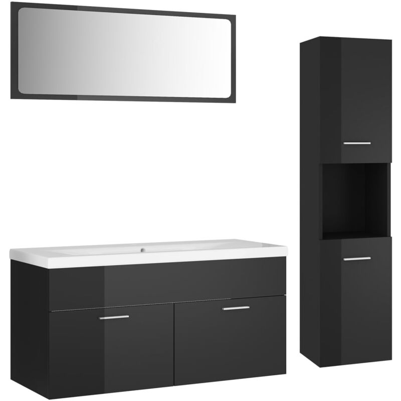 

Vidaxl - Conjunto de muebles de baño aglomerado gris brillante - Gris