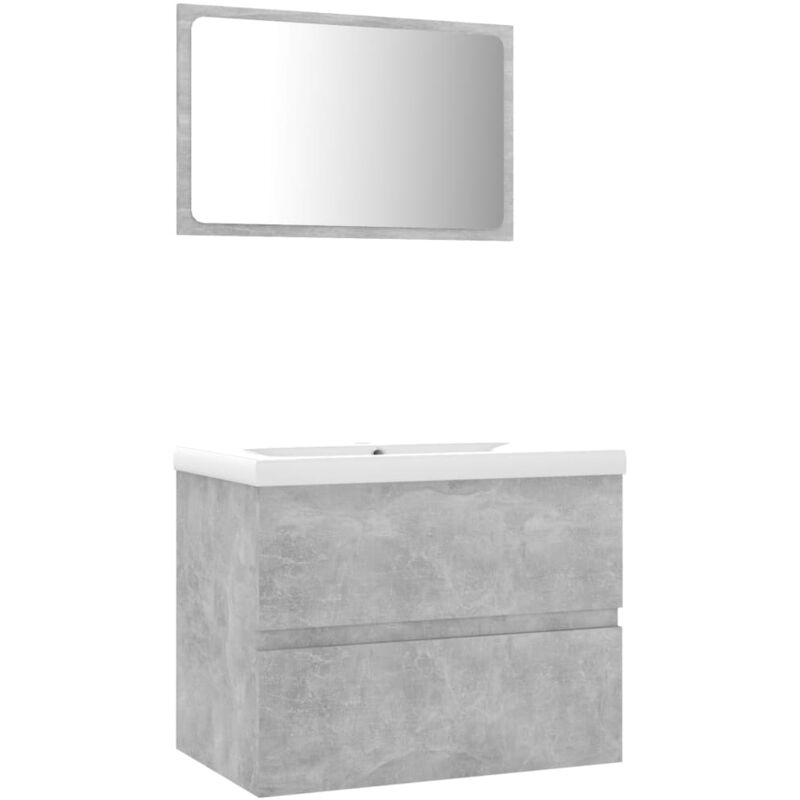 

Conjunto de muebles de baño aglomerado gris hormigón - Gris - Vidaxl