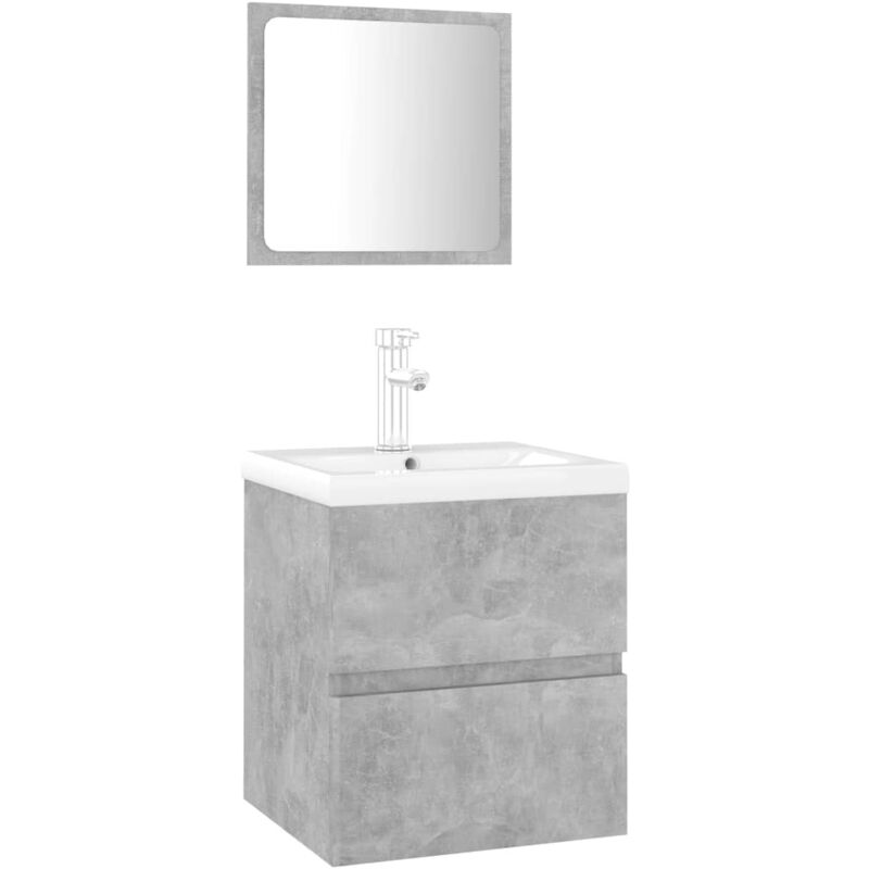 

vidaXL Conjunto de muebles de baño aglomerado gris hormigón - Gris