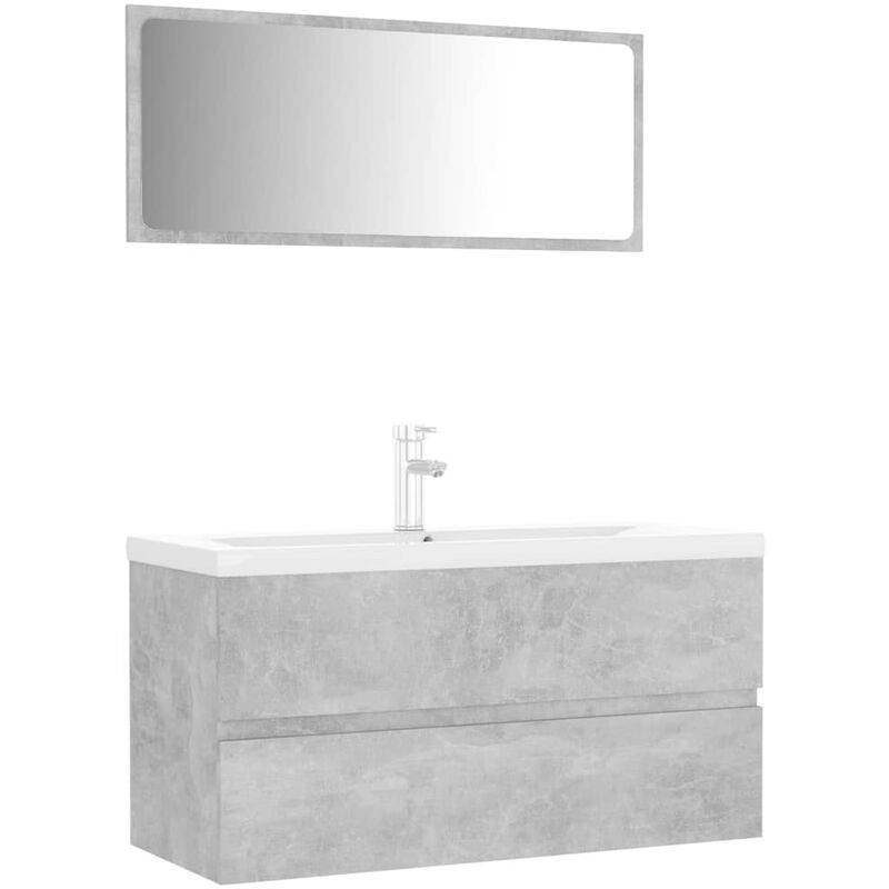 

vidaXL Conjunto de muebles de baño aglomerado gris hormigón - Gris