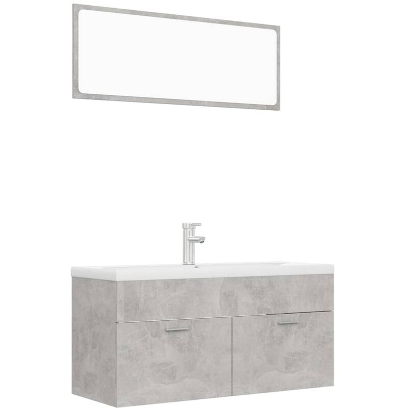 

Conjunto de muebles de baño aglomerado gris hormigón - Gris - Vidaxl