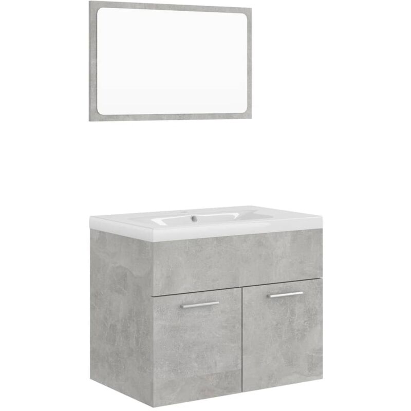 

Conjunto de muebles de baño aglomerado gris hormigón - Gris - Vidaxl