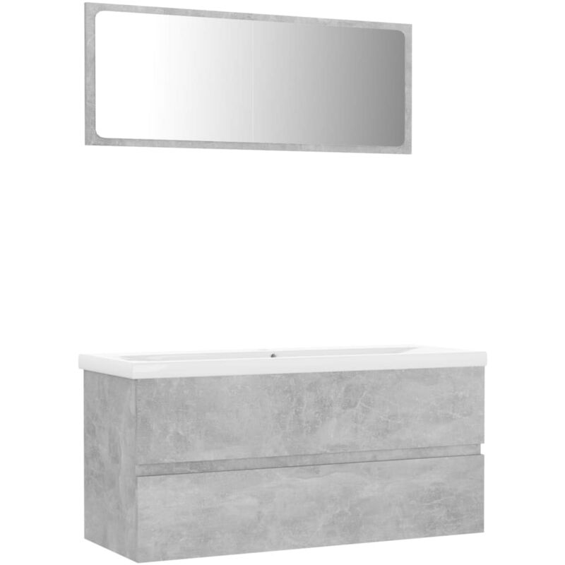 

Conjunto de muebles de baño aglomerado gris hormigón - Gris - Vidaxl