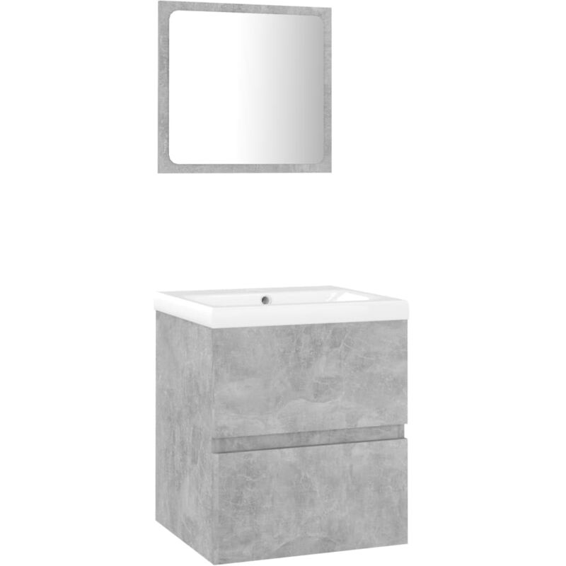 

vidaXL Conjunto de muebles de baño aglomerado gris hormigón - Gris
