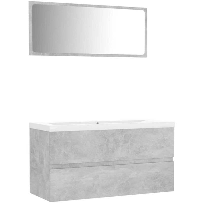 

Conjunto de muebles de baño aglomerado gris hormigón - Gris - Vidaxl