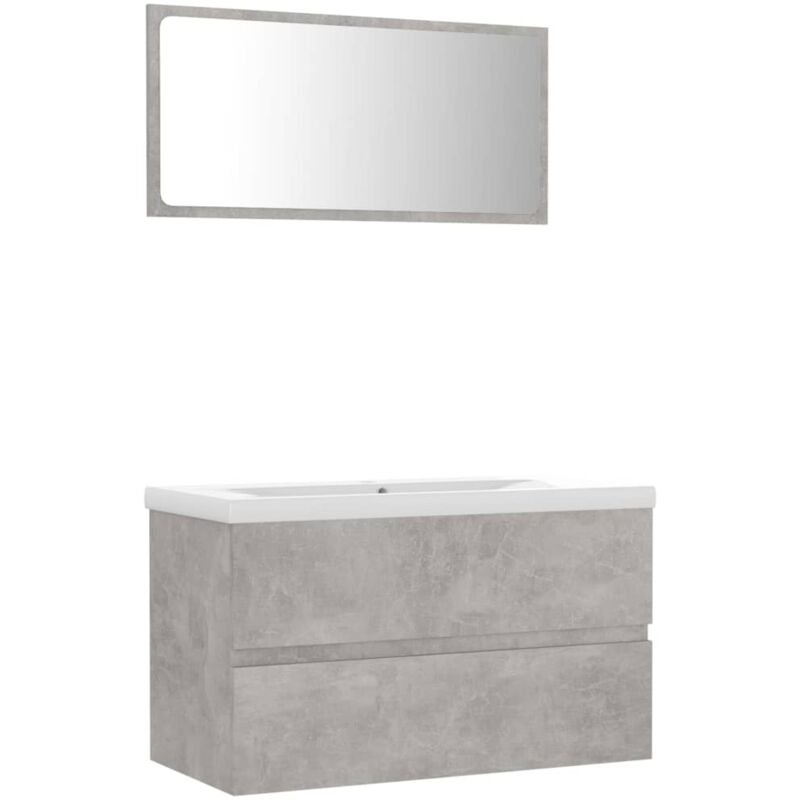 

Conjunto de muebles de baño aglomerado gris hormigón - Gris - Vidaxl