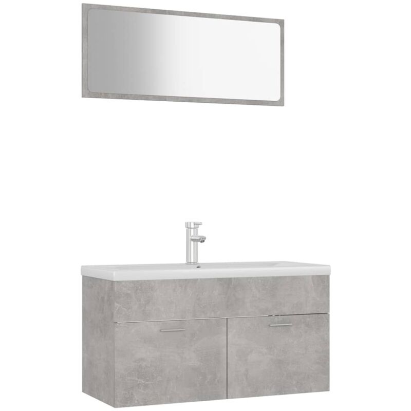 

Conjunto de muebles de baño aglomerado gris hormigón - Gris - Vidaxl