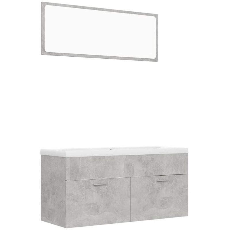 

Conjunto de muebles de baño aglomerado gris hormigón - Gris - Vidaxl