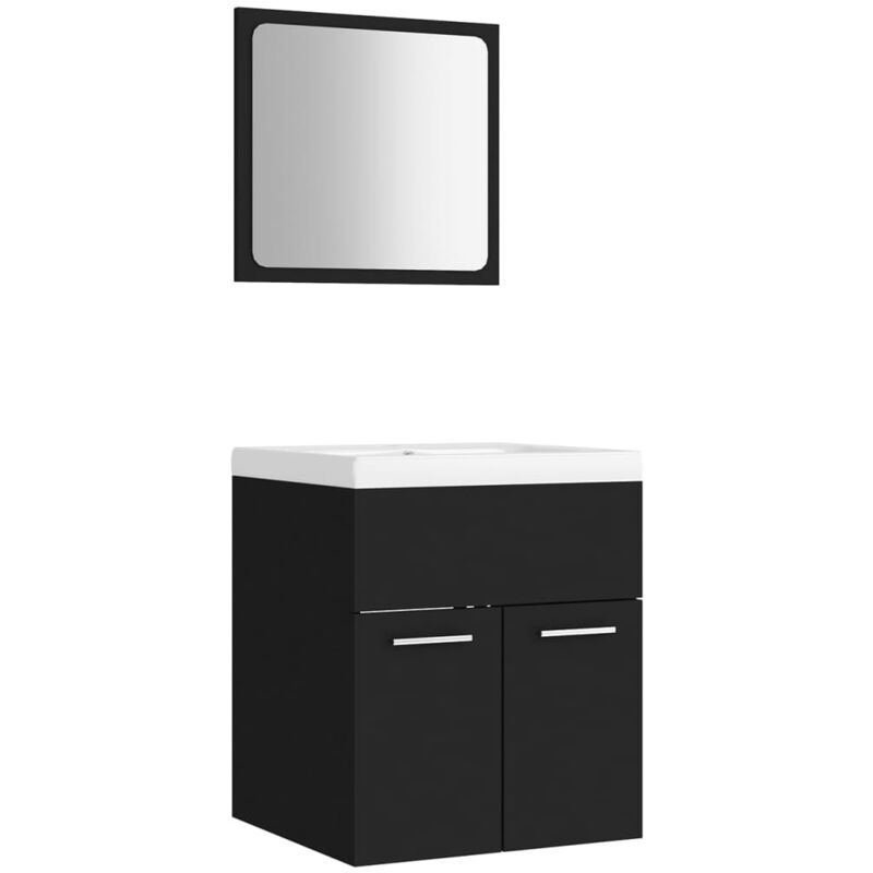 

Conjunto de muebles de baño aglomerado negro - Negro - Vidaxl