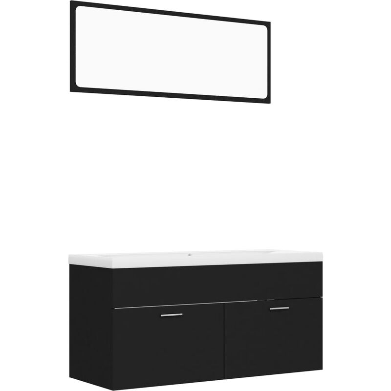 

Conjunto de muebles de baño aglomerado negro - Negro - Vidaxl