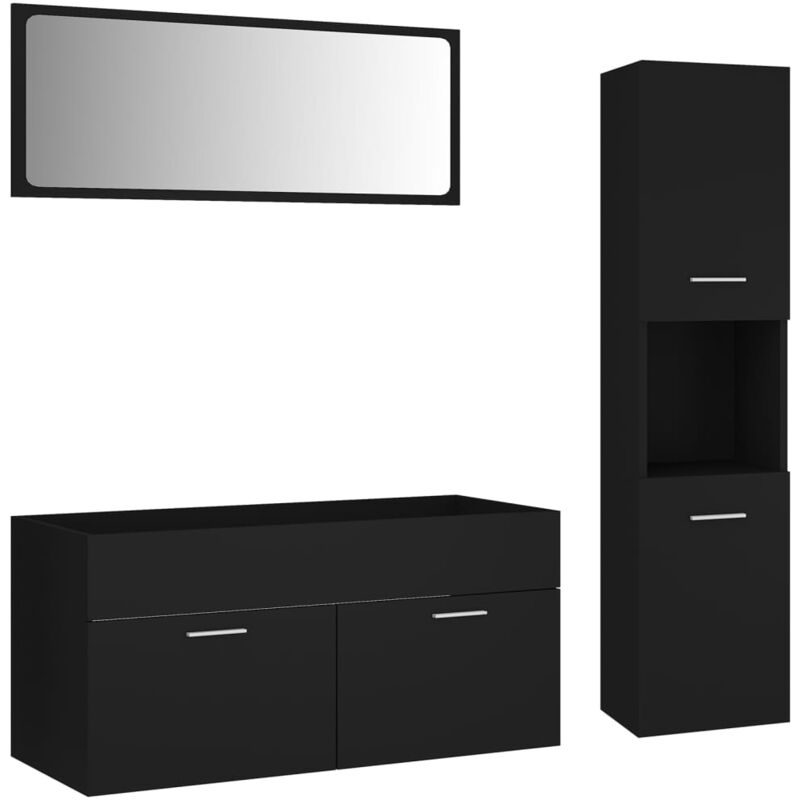 

Conjunto de muebles de baño aglomerado negro - Negro - Vidaxl