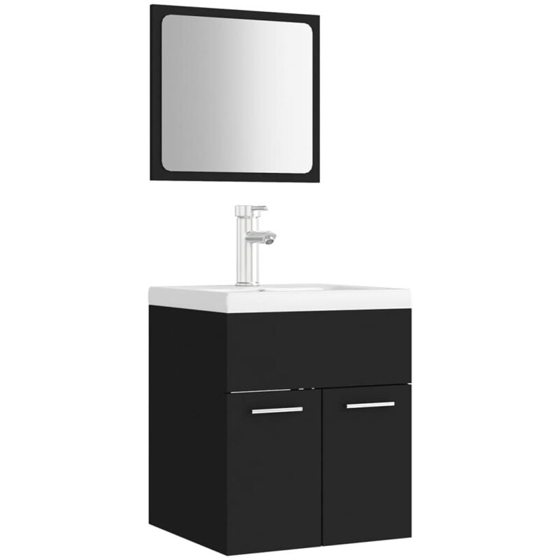 

Conjunto de muebles de baño aglomerado negro - Negro - Vidaxl