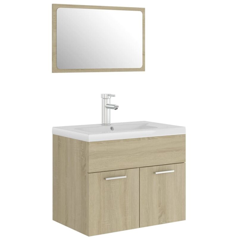 

Conjunto de muebles de baño aglomerado roble Sonoma - Marrón - Vidaxl