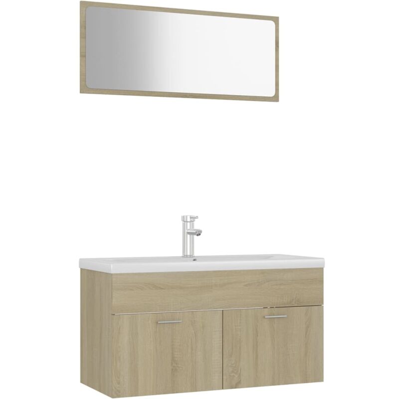 

Conjunto de muebles de baño aglomerado roble Sonoma - Marrón - Vidaxl