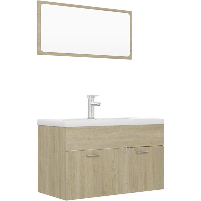

vidaXL Conjunto de muebles de baño aglomerado roble Sonoma - Marrón