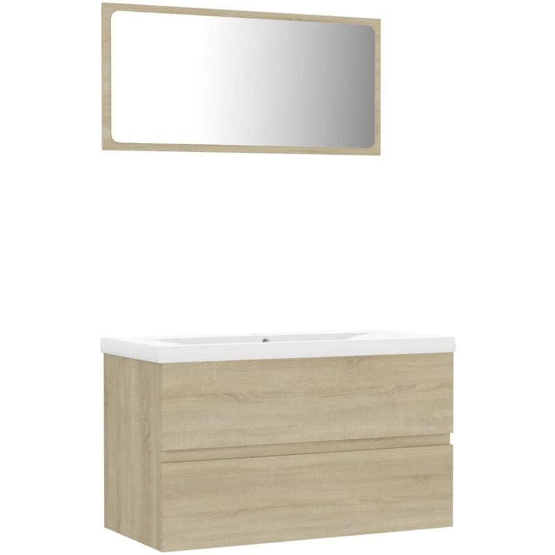 

Conjunto de muebles de baño aglomerado roble Sonoma - Marrón - Vidaxl