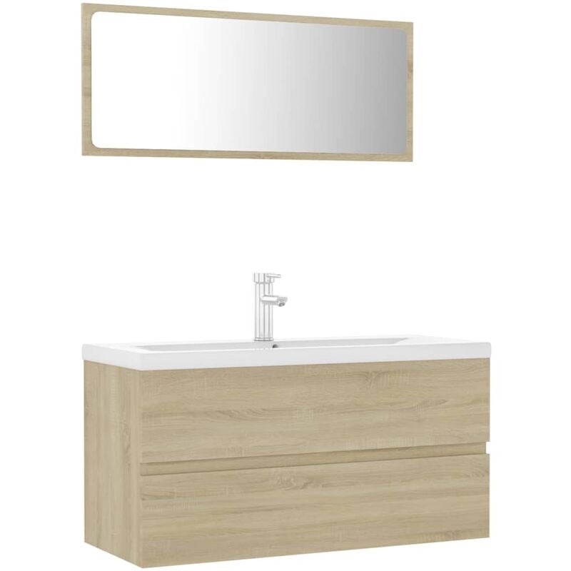 

vidaXL Conjunto de muebles de baño aglomerado roble Sonoma - Marrón