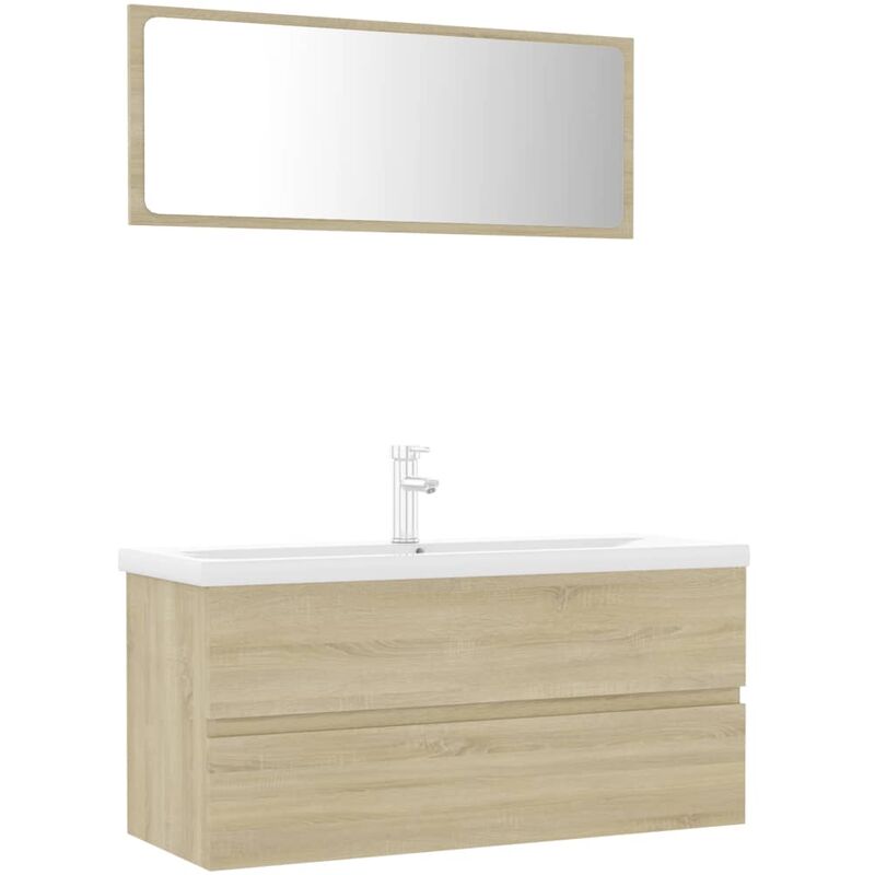 

Conjunto de muebles de baño aglomerado roble Sonoma - Marrón - Vidaxl