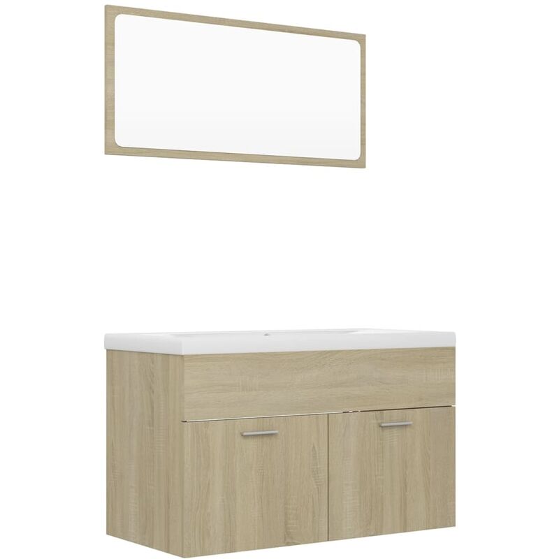 

Conjunto de muebles de baño aglomerado roble Sonoma - Marrón - Vidaxl