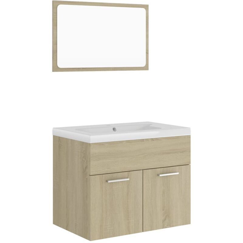 

Conjunto de muebles de baño aglomerado roble Sonoma - Marrón - Vidaxl