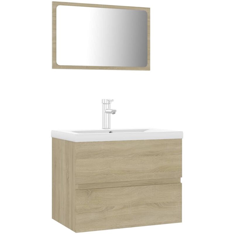 

Conjunto de muebles de baño aglomerado roble Sonoma - Marrón - Vidaxl