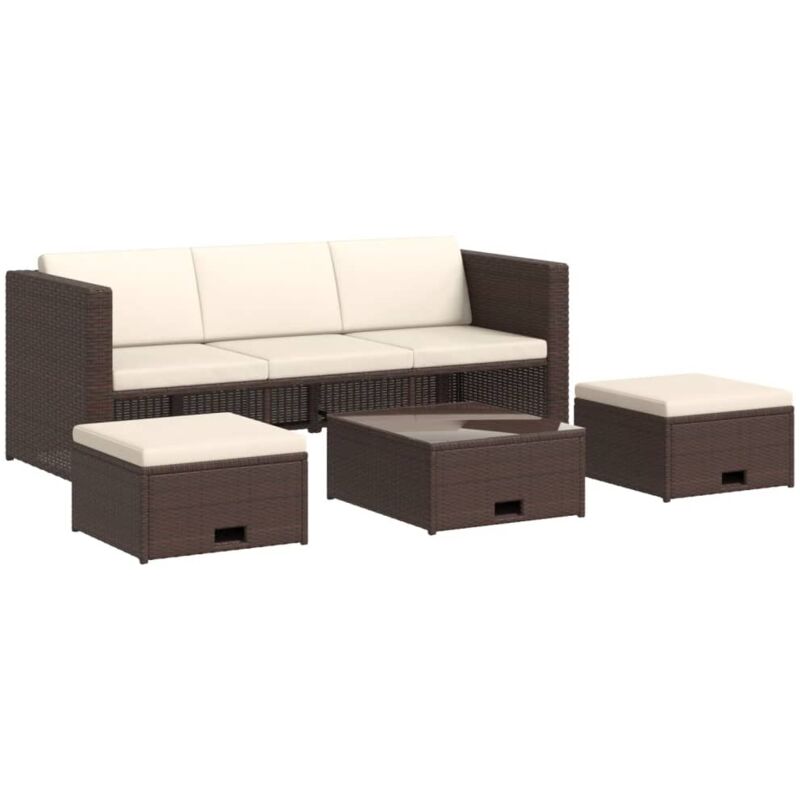 

vidaXL Set muebles de jardín 4 piezas y cojines ratán sintético marrón - Marrón