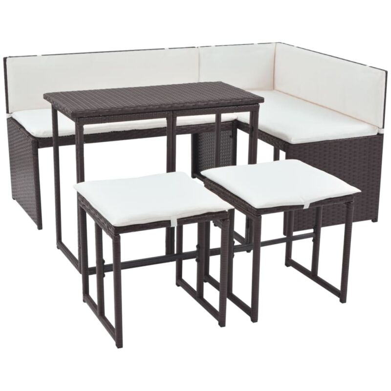 

Juego de comedor de jardín 5 piezas ratán PE y acero marrón - Marrón - Vidaxl