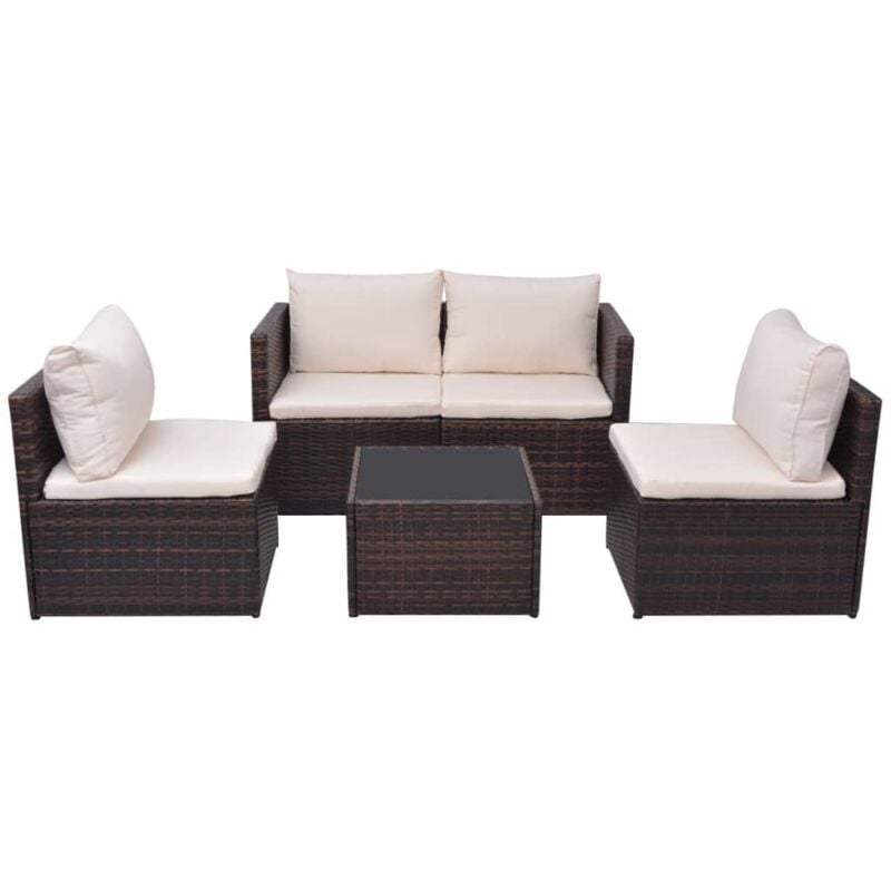 

vidaXL Set muebles de jardín 5 piezas y cojines ratán sintético marrón - Marrón