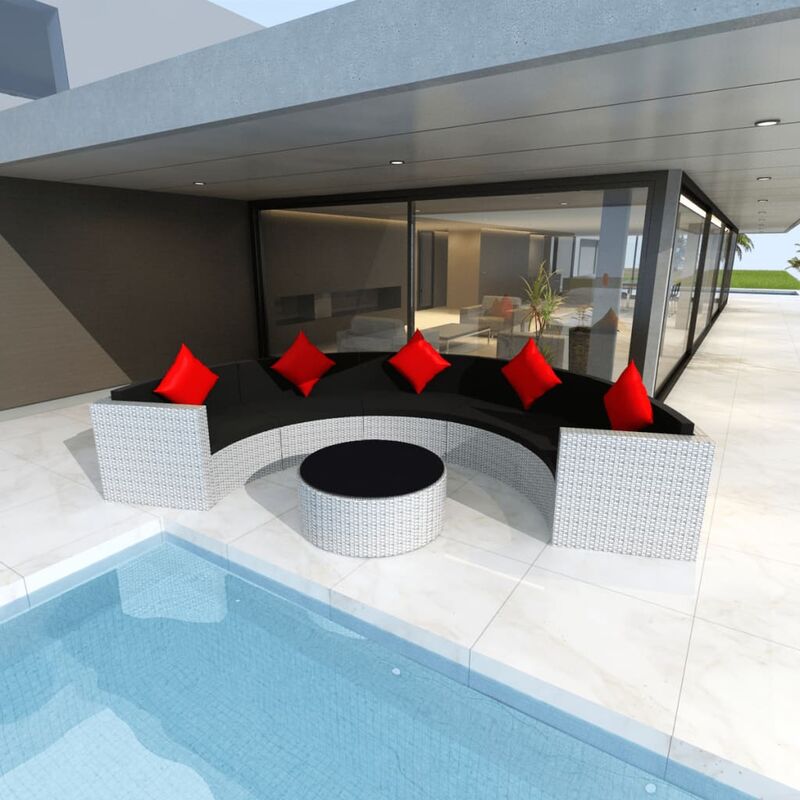 

Set muebles de jardín 6 piezas y cojines ratán sintético blanco - Blanco - Vidaxl