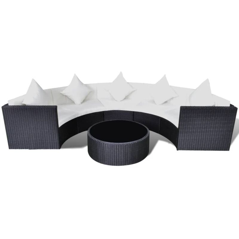 

Set muebles de jardín 6 piezas y cojines ratán sintético negro - Negro - Vidaxl