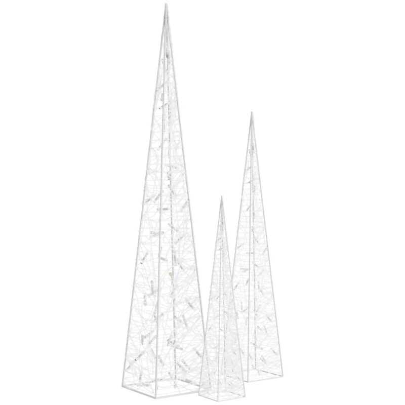 

Set de cono luz LED decorativo acrílico blanco frío 60/90/120cm - Blanco - Vidaxl