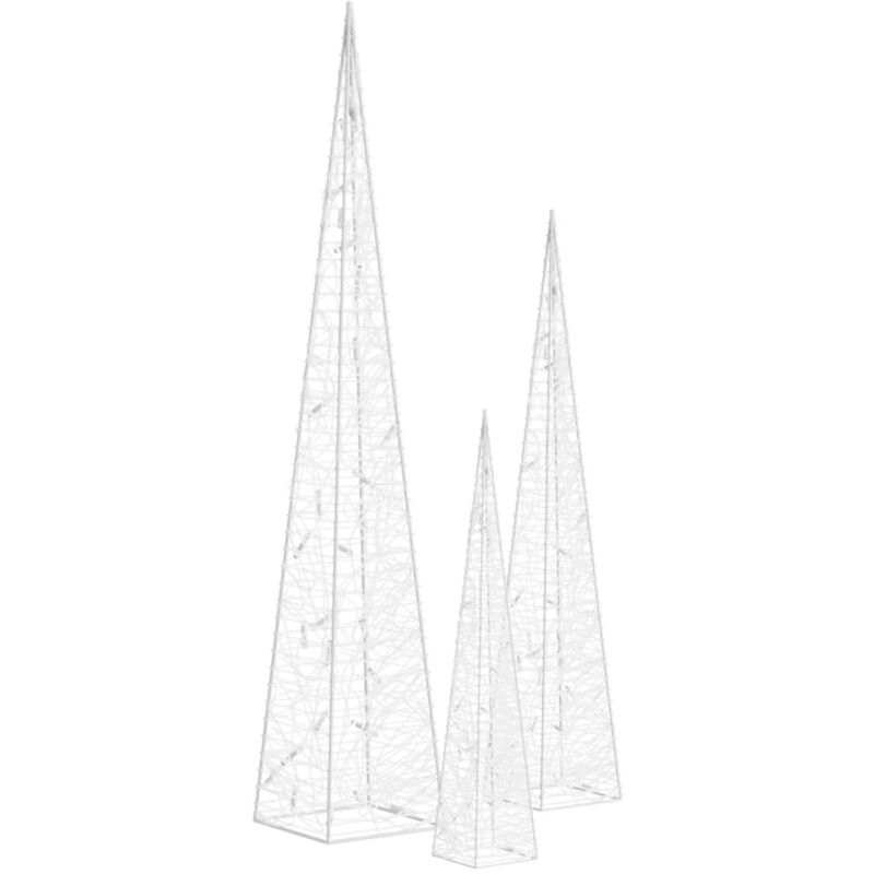 

Set cono luz LED decorativo acrílico blanco frío 30/45/60cm - Blanco - Vidaxl
