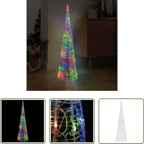 vidaXL Cono de luz -  Pirámide decorativa cono acrílico luces LED de colores 120 cm