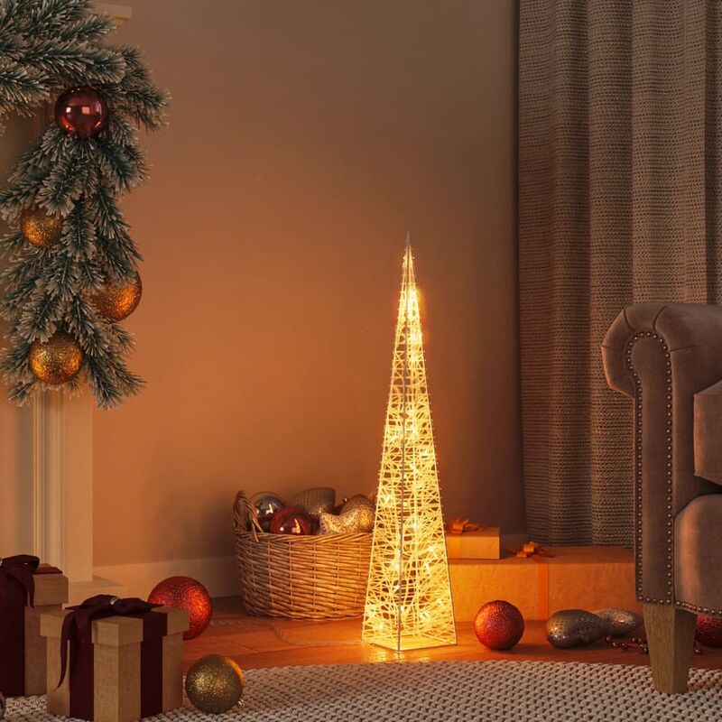 Image of Decorazione Natalizia, Cono di Decorazione Natalizia, Luce di Natale 30 led Bianco Caldo 60 cm in Acrilico vidaXL 6860