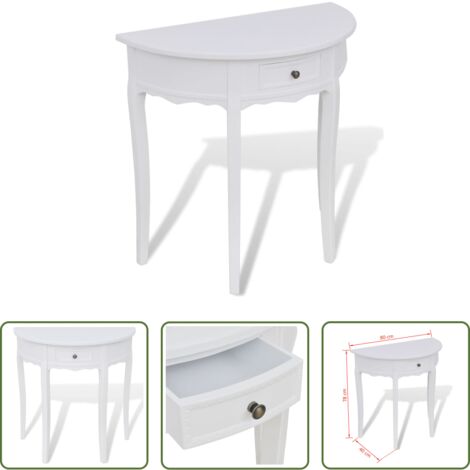 vidaXL Console murale -  Table console avec tiroir Demi-ronde Blanc