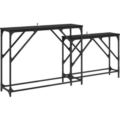 vidaXL  Console Table  2 pcs Black Oak 100 x 28 x 75 cm Engineered Wood