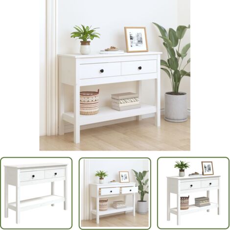 vidaXL Console Table White 100x35x75 cm Solid Wood Pine
